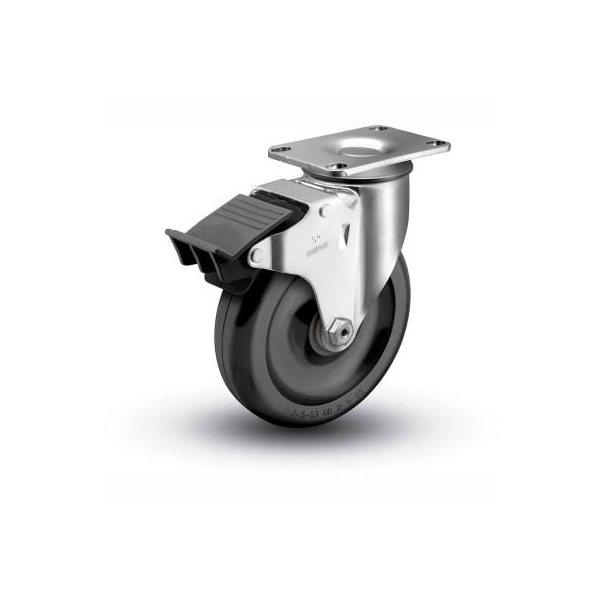 Colson Colson 2 Series Swivel Plate Caster 2.04256.53 BRK5 Polyolefin Total Lock Brake 4" Dia. 275 Lb 2.04256.53 BRK5 - main